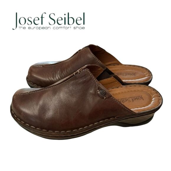 Josef Seibel Women's Brown Leather Slide Clogs Mules 40 - Picture 1 of 6